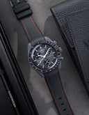 Curved Vertech Rubber Strap - Black & Red Stitches - OM Luxury