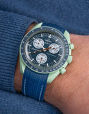 Curved Vertech Rubber Strap - Blue & White Stitches - OM Luxury